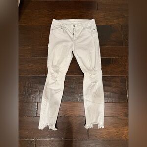 White Distressed Women's Straight Leg Jeans